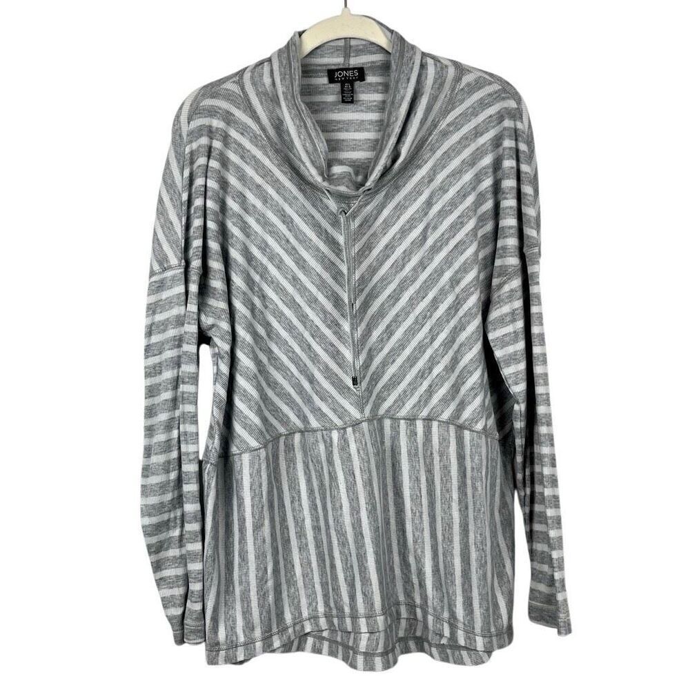 Jones New York Striped Cowl Neck Top Large